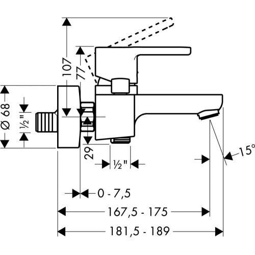 Hansgrohe Metris S Змішувач для ванни 31460000 Hansgrohe Metris S Змішувач для ванни 31460000