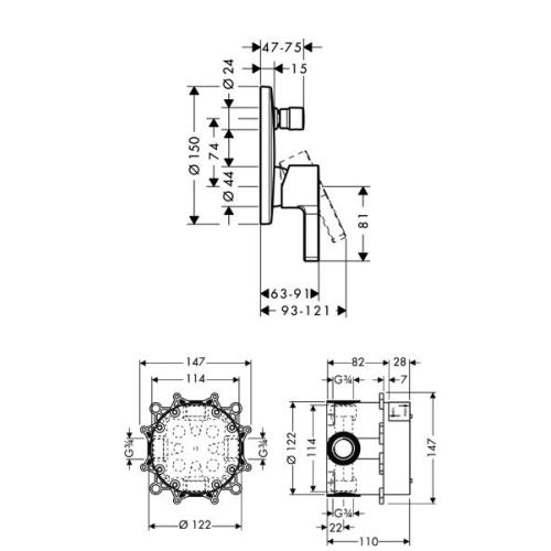 Hansgrohe Metris S Змішувач для ванни прихованого монтажу 31465000