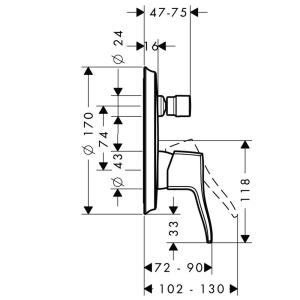Hansgrohe Metris Classic Змішувач для ванни прихованого монтажу 31485000
