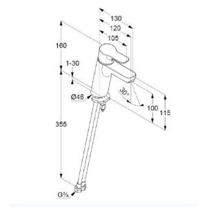 Змішувач KLUDI Pure&Easy 100 для умивальника без донного клапану