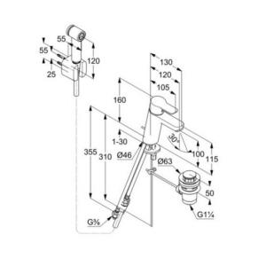Змішувач KLUDI Pure&Easy для умивальника з гігієнічним гарнітуром