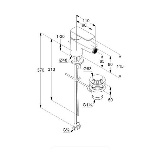 Змішувач KLUDI Pure&Style для біде Змішувач KLUDI Pure&Style для біде