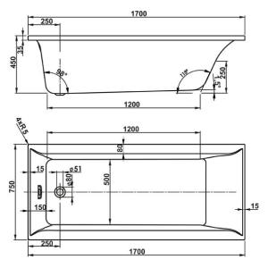 Ванна акрилова Vagnerplast Veronella 170х75