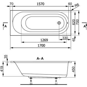 Ванна акриловая Vagnerplast Kasandra 170х70 Ванна акриловая Vagnerplast Kasandra 170х70
