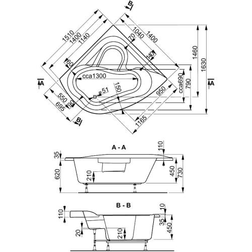 Ванна акриловая Vagnerplast Paria 140х140