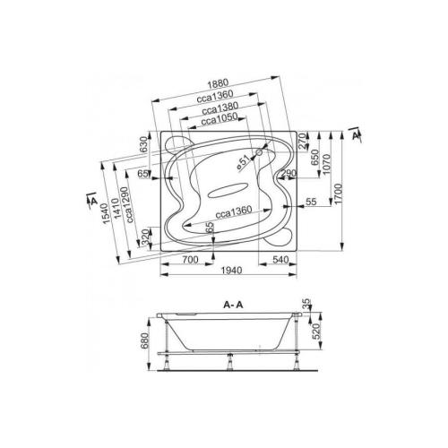 Ванна акриловая Vagnerplast Hellios 194х170 Ванна акриловая Vagnerplast Hellios 194х170