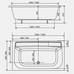 Акриловая ванна Ravak Praktik 185х90