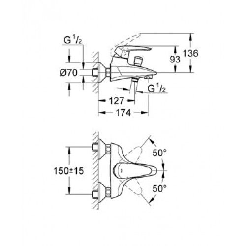 Змішувач для ванни Grohe Eurodisc 33390001