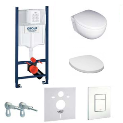 Комплект інсталяції Grohe 38840000 + унітаз Villeroy&Boch TUBE+кнопка 38732SH0