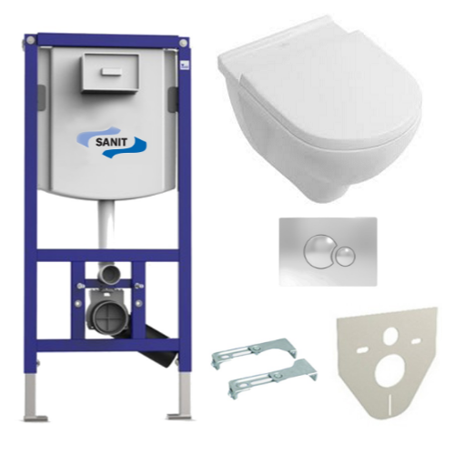 Комплект інсталяції Sanit 90.721 + унітаз Villeroy&Boch O. Novo 5660H101