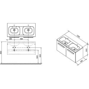 Ravak Шкафчик с двойным умывальником SD Chrome 1200