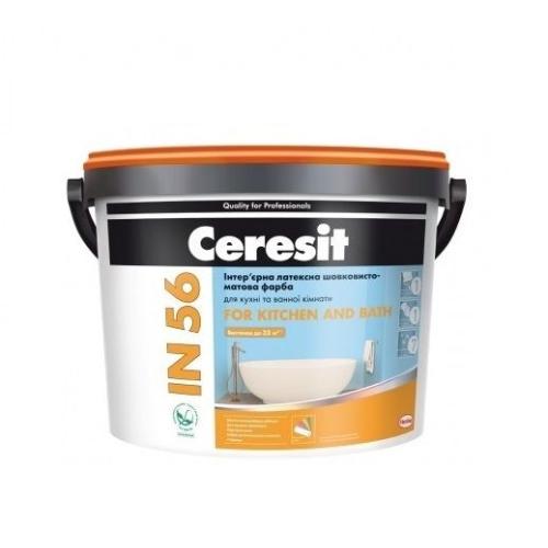 Ceresit IN-56 For kitchen&bath біла інтер'єрна латексна шовковисто-матова фарба, 10л