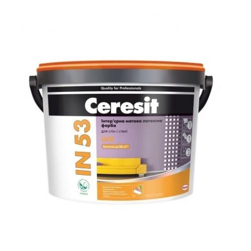 Ceresit IN-53 Lux интерьерная матовая латексная краска, 10л