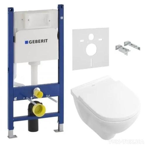 Инсталляция Geberit Duofix 458.126.00.1 с унитазом O.NOVO DirectFlush (5660HR01) и сидением soft-close