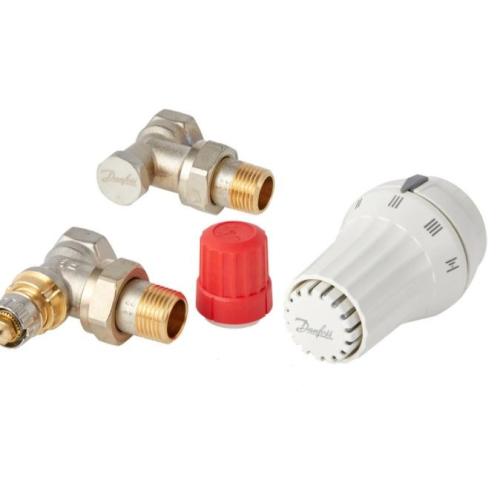 Комплект Danfoss Клапан RA-N+термостатичний елемент RAE+запірний клапан RLV-S, Кутовий 013G5173