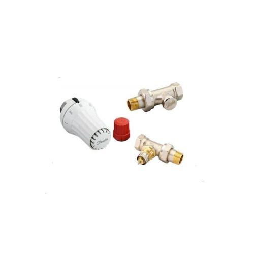 Комплект Danfoss Клапан RA-N+термостатический элемент RAS-C2+клапан запорный RLV-S, Угловой 013G2219