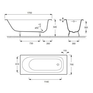 Ванна чавунна Jacob Delafon Soissons 170х70 з ножками (E2921-00) Ванна чавунна Jacob Delafon Soissons 170х70 з ножками (E2921-00)