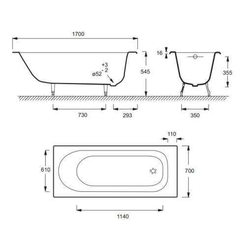 Ванна чавунна Jacob Delafon Soissons 170х70 з ножками (E2921-00) Ванна чавунна Jacob Delafon Soissons 170х70 з ножками (E2921-00)