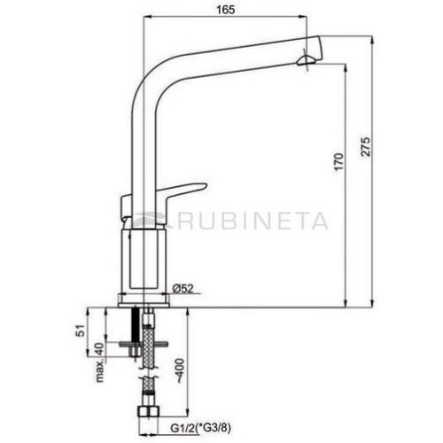 Кухонний змішувач Rubineta UNO-33 Кухонний змішувач Rubineta UNO-33