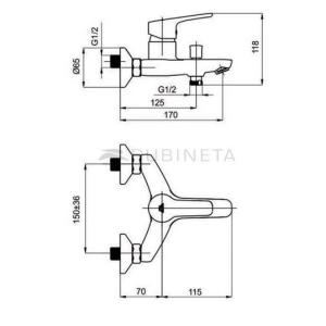 Смеситель для ванны Rubineta UNO-10