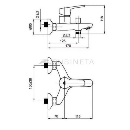 Змішувач для ванни Rubineta UNO-10/К Змішувач для ванни Rubineta UNO-10/К