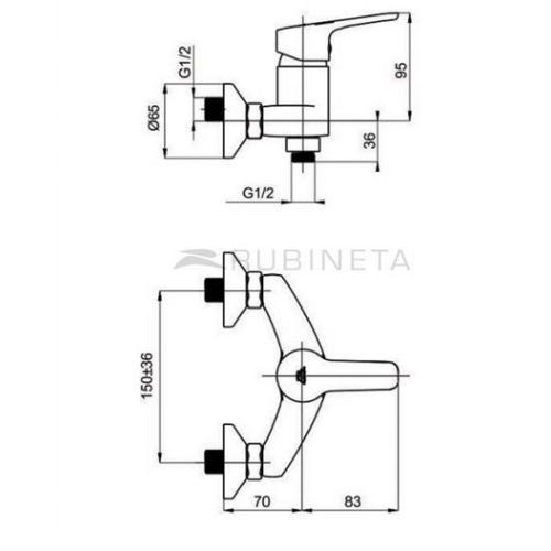 Змішувач для душу Rubineta UNO-12 Змішувач для душу Rubineta UNO-12