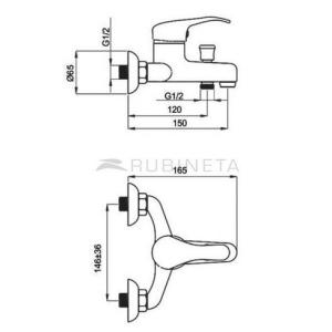 Смеситель для ванны Rubineta PRINCE P-10/K SHER Смеситель для ванны Rubineta PRINCE P-10/K SHER