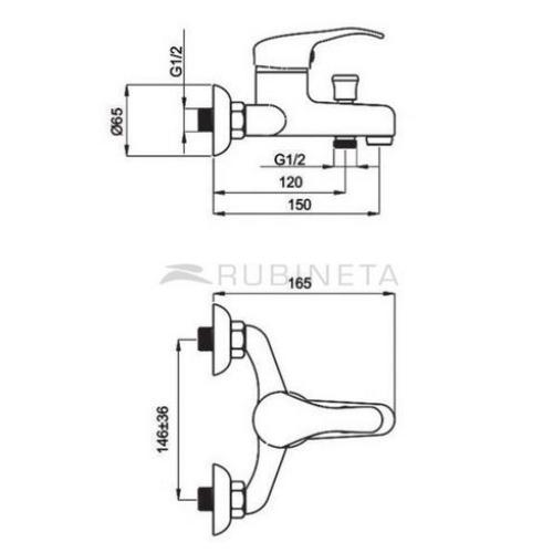 Смеситель для ванны Rubineta PRINCE P-10/K SHER Смеситель для ванны Rubineta PRINCE P-10/K SHER