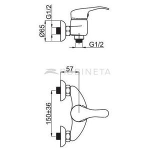 Смеситель для душа Rubineta PRINCE P-12/K SHER Смеситель для душа Rubineta PRINCE P-12/K SHER