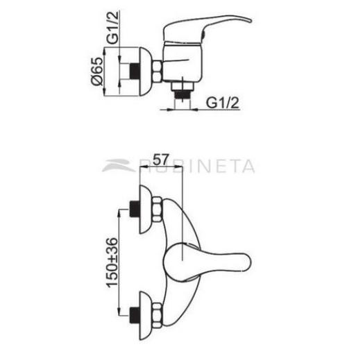 Смеситель для душа Rubineta PRINCE P-12/K SHER Смеситель для душа Rubineta PRINCE P-12/K SHER