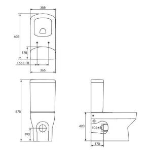 Унітаз-компакт CERSANIT PURE 011/020 3/6 (дюропласт)