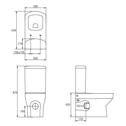 Унітаз-компакт CERSANIT PURE 011/020 3/6 (дюропласт)
