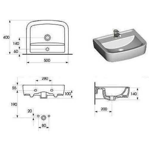 Умивальник Cersanit Pure 50
