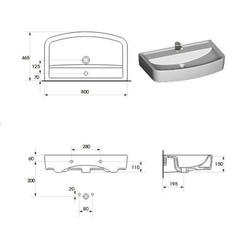 Умивальник Cersanit Pure 80