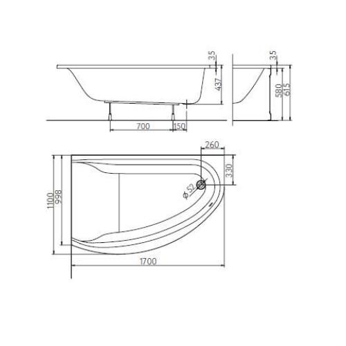 Акриловая ванна KOLO MIRRA 170x110 (левая/правая) (сифон в подарок) Акриловая ванна KOLO MIRRA 170x110 (левая/правая) (сифон в подарок)