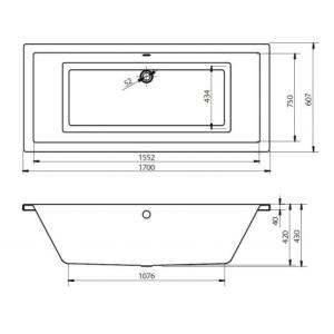 Акриловая ванна CERSANIT INTRO 170x75(сифон в подарок)