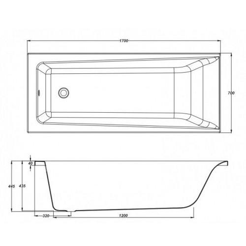 Акрилова ванна CERSANIT LORENA 170x70 (сифон у подарунок)