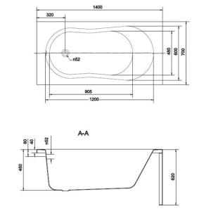 Акрилова ванна CERSANIT NIKE 140x70 (сифон у подарунок)