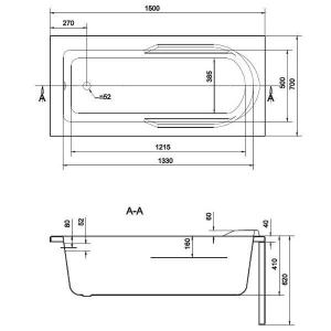 Акрилова ванна CERSANIT SANTANA 150х70 (сифон у подарунок)