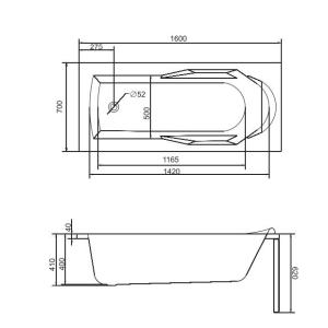 Акрилова ванна CERSANIT SANTANA 160х70 (сифон у подарунок)
