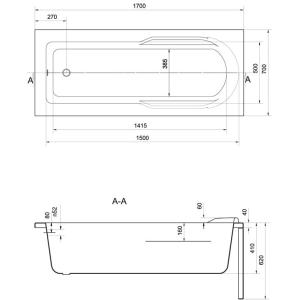 Акрилова ванна CERSANIT SANTANA 170х70 (сифон у подарунок)