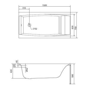 Акриловая ванна CERSANIT VIRGO 150х75 (сифон в подарок) Акриловая ванна CERSANIT VIRGO 150х75 (сифон в подарок)