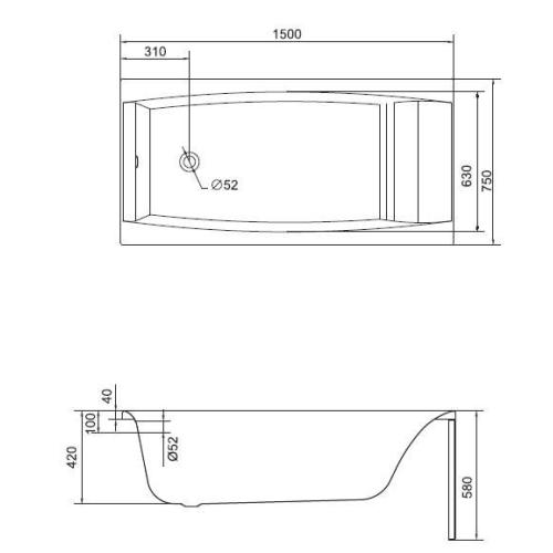 Акриловая ванна CERSANIT VIRGO 150х75 (сифон в подарок) Акриловая ванна CERSANIT VIRGO 150х75 (сифон в подарок)