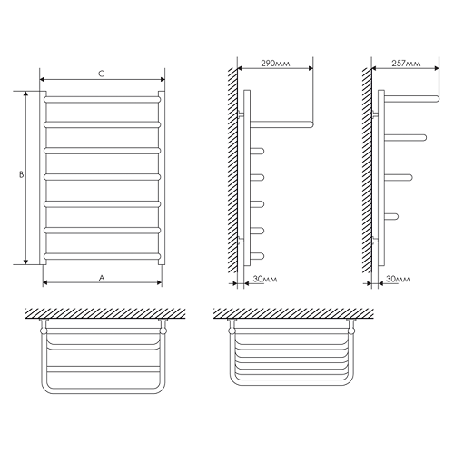 Полотенцесушитель водяной Laris Стандарт с полкой