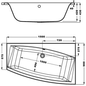 Акриловая ванна CERSANIT VIRGO MAX 160x90 (сифон в подарок)