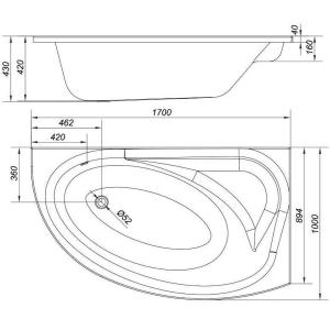 Акриловая ванна CERSANIT MEZA 170x100 (сифон в подарок)