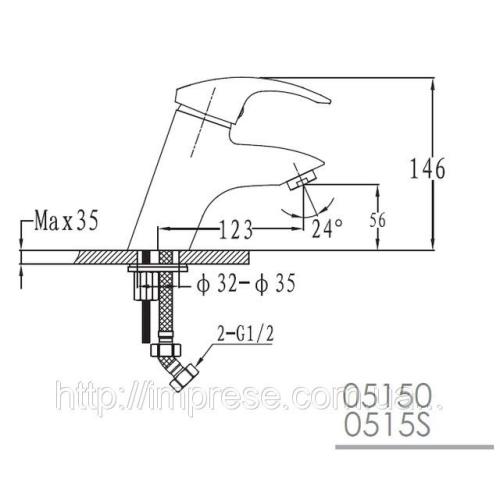 Змішувач для умивальника Imprese Brno Satinox 0515S Змішувач для умивальника Imprese Brno Satinox 0515S