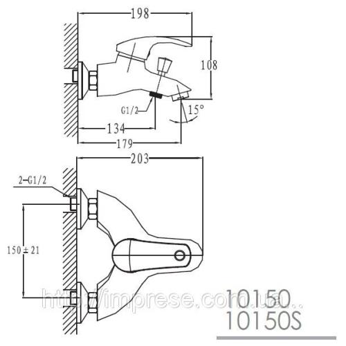 Змішувач для ванни Imprese Brno Satinox 10150