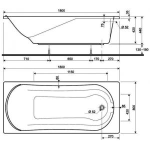 Акрилова ванна KOLO COMFORT 180х80 (сифон у подарунок) Акрилова ванна KOLO COMFORT 180х80 (сифон у подарунок)