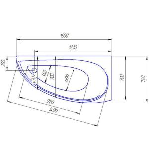 Ванна акриловая Artel Plast (Palermo) Ева 1500х700